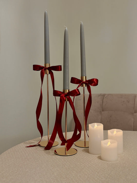 CANDLE El Yapımı Dekoratif Soya Wax Mum – Şamdanlık Mum Gri– 3’lü 20 cm